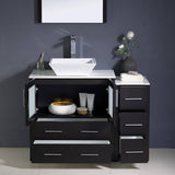 Fresca FVN62-3012ES-VSL Torino 42" Espresso Modern Bathroom Vanity with Side Cabinet & Vessel Sink