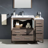 Fresca FVN62-3012GO-UNS Torino 42" Gray Oak Modern Bathroom Vanity with Side Cabinet & Integrated Sink