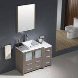 Fresca FVN62-3012GO-VSL Torino 42" Gray Oak Modern Bathroom Vanity with Side Cabinet & Vessel Sink