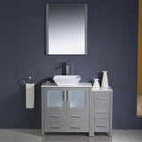 Fresca FVN62-3012GR-VSL Torino 42" Grey Modern Bathroom Vanity with Side Cabinet & Vessel Sink