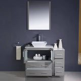 Fresca FVN62-3012GR-VSL Torino 42" Grey Modern Bathroom Vanity with Side Cabinet & Vessel Sink