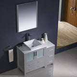 Fresca FVN62-3012GR-VSL Torino 42" Grey Modern Bathroom Vanity with Side Cabinet & Vessel Sink