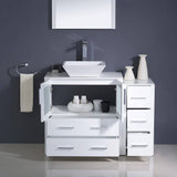 Fresca FVN62-3012WH-VSL Torino 42" White Modern Bathroom Vanity with Side Cabinet & Vessel Sink