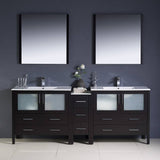 Fresca FVN62-361236ES-UNS Torino 84" Espresso Modern Double Sink Bathroom Vanity with Side Cabinet & Integrated Sinks