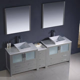 Fresca FVN62-361236GR-VSL Torino 84" Grey Modern Double Sink Bathroom Vanity with Side Cabinet & Vessel Sinks