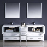 Fresca FVN62-361236WH-UNS Torino 84" White Modern Double Sink Bathroom Vanity with Side Cabinet & Integrated Sinks