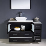 Fresca FVN62-3612ES-VSL Torino 48" Espresso Modern Bathroom Vanity with Side Cabinet & Vessel Sink