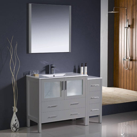 Fresca FVN62-3612GR-UNS Torino 48" Grey Modern Bathroom Vanity with Side Cabinet & Integrated Sink