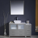 Fresca FVN62-3612GR-VSL Torino 48" Grey Modern Bathroom Vanity with Side Cabinet & Vessel Sink