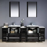 Fresca FVN62-72ES-UNS Torino 84" Espresso Modern Double Sink Bathroom Vanity with 3 Side Cabinets & Integrated Sinks