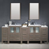 Fresca FVN62-72GO-UNS Torino 84" Gray Oak Modern Double Sink Bathroom Vanity with 3 Side Cabinets & Integrated Sinks