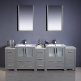 Fresca FVN62-72GR-UNS Torino 84" Grey Modern Double Sink Bathroom Vanity with 3 Side Cabinets & Integrated Sinks