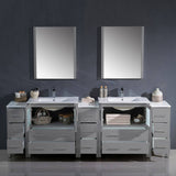 Fresca FVN62-96GR-UNS Torino 96" Grey Modern Double Sink Bathroom Vanity with 3 Side Cabinets & Integrated Sinks