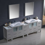 Fresca FVN62-96GR-UNS Torino 96" Grey Modern Double Sink Bathroom Vanity with 3 Side Cabinets & Integrated Sinks