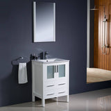 Fresca FVN6224WH-UNS Torino 24" White Modern Bathroom Vanity with Integrated Sink