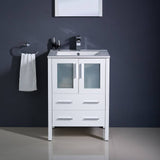 Fresca FVN6224WH-UNS Torino 24" White Modern Bathroom Vanity with Integrated Sink