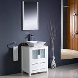 Fresca FVN6224WH-VSL Torino 24" White Modern Bathroom Vanity with Vessel Sink