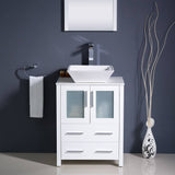 Fresca FVN6224WH-VSL Torino 24" White Modern Bathroom Vanity with Vessel Sink