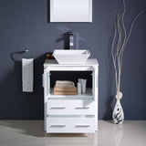 Fresca FVN6224WH-VSL Torino 24" White Modern Bathroom Vanity with Vessel Sink