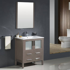 Fresca FVN6230GO-UNS Torino 30" Gray Oak Modern Bathroom Vanity with Integrated Sink