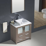 Fresca FVN6230GO-VSL Torino 30" Gray Oak Modern Bathroom Vanity with Vessel Sink