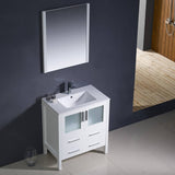 Fresca FVN6230WH-UNS Torino 30" White Modern Bathroom Vanity with Integrated Sink