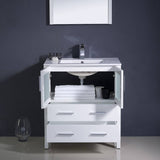 Fresca FVN6230WH-UNS Torino 30" White Modern Bathroom Vanity with Integrated Sink