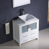 Fresca FVN6230WH-VSL Torino 30" White Modern Bathroom Vanity with Vessel Sink