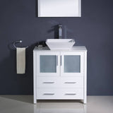 Fresca FVN6230WH-VSL Torino 30" White Modern Bathroom Vanity with Vessel Sink