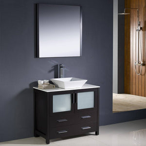 Fresca FVN6236ES-VSL Torino 36" Espresso Modern Bathroom Vanity with Vessel Sink