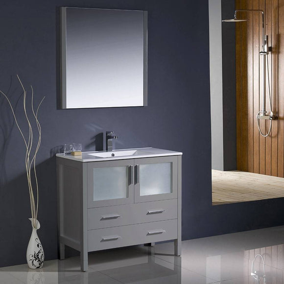 Fresca FVN6236GR-UNS Torino 36" Grey Modern Bathroom Vanity with Integrated Sink