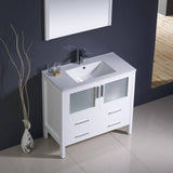 Fresca FVN6236WH-UNS Torino 36" White Modern Bathroom Vanity with Integrated Sink