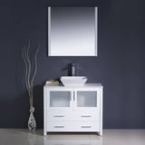 Fresca FVN6236WH-VSL Torino 36" White Modern Bathroom Vanity with Vessel Sink