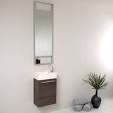 Fresca FVN8002GO Pulito 16" Small Gray Oak Modern Bathroom Vanity with Tall Mirror