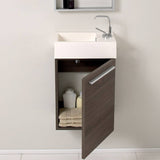 Fresca FVN8002GO Pulito 16" Small Gray Oak Modern Bathroom Vanity with Tall Mirror