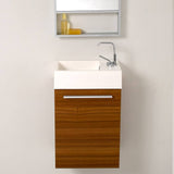 Fresca FVN8002TK Pulito 16" Small Teak Modern Bathroom Vanity with Tall Mirror