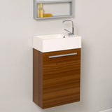 Fresca FVN8002TK Pulito 16" Small Teak Modern Bathroom Vanity with Tall Mirror