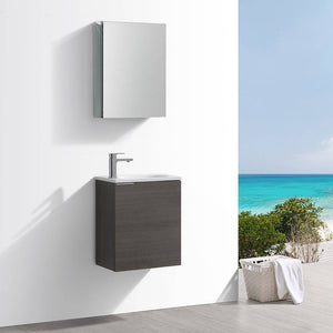 Fresca FVN8003GO Valencia 20" Gray Oak Wall Hung Modern Bathroom Vanity with Medicine Cabinet