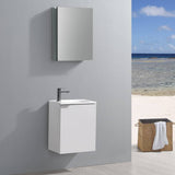 Fresca FVN8003WH Valencia 20" Glossy White Wall Hung Modern Bathroom Vanity with Medicine Cabinet