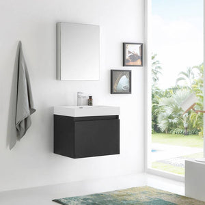 Fresca FVN8006BW Nano 24" Black Modern Bathroom Vanity with Medicine Cabinet