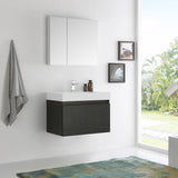 Fresca FVN8007BW Mezzo 30" Black Wall Hung Modern Bathroom Vanity with Medicine Cabinet