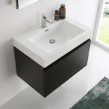 Fresca FVN8007BW Mezzo 30" Black Wall Hung Modern Bathroom Vanity with Medicine Cabinet