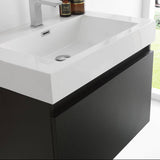 Fresca FVN8007BW Mezzo 30" Black Wall Hung Modern Bathroom Vanity with Medicine Cabinet