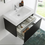 Fresca FVN8007BW Mezzo 30" Black Wall Hung Modern Bathroom Vanity with Medicine Cabinet