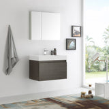 Fresca FVN8007GO Mezzo 30" Gray Oak Wall Hung Modern Bathroom Vanity with Medicine Cabinet