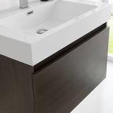 Fresca FVN8007GO Mezzo 30" Gray Oak Wall Hung Modern Bathroom Vanity with Medicine Cabinet