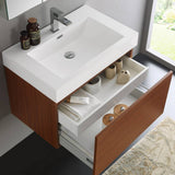 Fresca FVN8007TK Mezzo 30" Teak Wall Hung Modern Bathroom Vanity with Medicine Cabinet