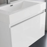 Fresca FVN8007WH Mezzo 30" White Wall Hung Modern Bathroom Vanity with Medicine Cabinet