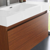 Fresca FVN8008TK Mezzo 36" Teak Wall Hung Modern Bathroom Vanity with Medicine Cabinet