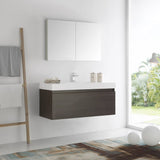 Fresca FVN8011GO Mezzo 48" Gray Oak Wall Hung Modern Bathroom Vanity with Medicine Cabinet